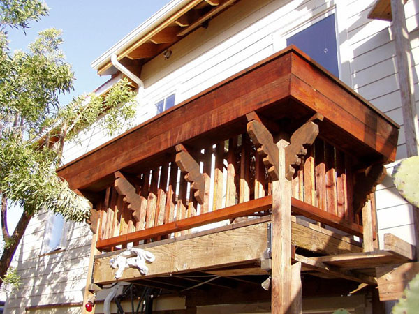 Railing and planter (all salvaged wood)